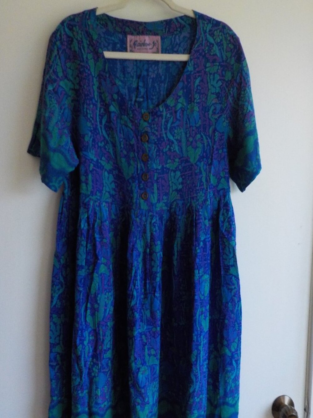 Rainbow-Jo Dress - Medium - Mumu - Pockets - Rayon Bright Short Sleeve (769)